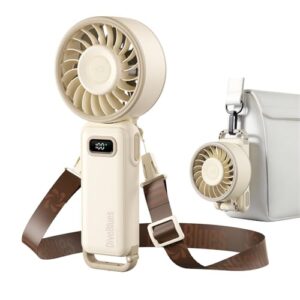 Diveblues Handventilator Tragbarer Turbo-Ventilator mit 100 Stufen und 7,4m/s Starkem Luftstrom, 180° Faltbarer 4-in-1 Mini-Ventilator für Hand, Hals und Tisch, Aufladbar für Sommer, Reise und Outdoor