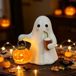 Halloween Deko Geist Kürbis Laterne Herbstdeko für Inner Tischdeko (A)