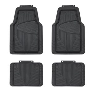 Amazon Basics 4 Stück Ganzjahres-Bodenmatten aus Gummi für Pkw, SUV und Lkw, Schwarz