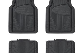 Amazon Basics 4 Stück Ganzjahres-Bodenmatten aus Gummi für Pkw, SUV und Lkw, Schwarz