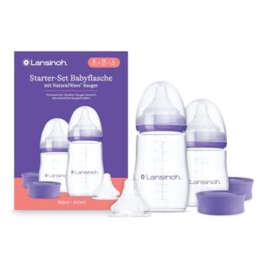 Lansinoh Babyflaschen Set mit NaturalWave Sauger S, M & L, 160 & 240 ml