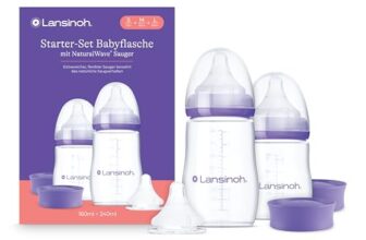 Lansinoh Babyflaschen Set mit NaturalWave Sauger S, M & L, 160 & 240 ml