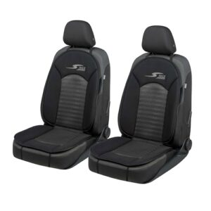 Walser Car Comfort Auto-Sitzauflage S-Race 2 Stück, Auszeichnung Sehr Gut* Autositzauflage, Sitzkissen-PKW, Universal Sitzschoner-Auto, Sitzauflage-Auto Vordersitze, Sitzunterlage-Auto schwarz