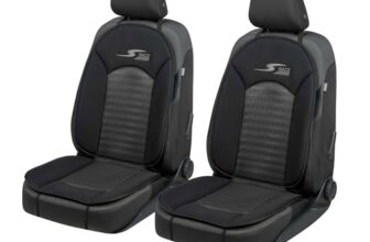 Walser Car Comfort Auto-Sitzauflage S-Race 2 Stück, Auszeichnung Sehr Gut* Autositzauflage, Sitzkissen-PKW, Universal Sitzschoner-Auto, Sitzauflage-Auto Vordersitze, Sitzunterlage-Auto schwarz