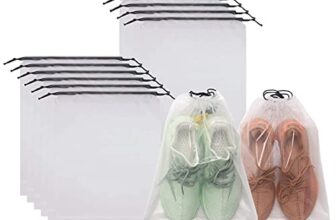 FunYoung 10x Schuhbeutel mit Zugband PE Schuhtasche, wasserdichte Kordeltasche, Multifunktionale Aufbewahrungstasche, Kofferorganizer Packbeutel Set, Packsack mit Tunnelzug