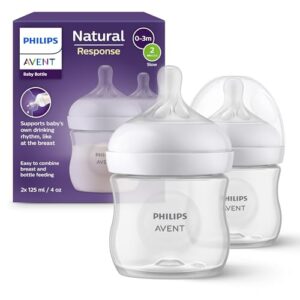 Philips AVENT Babyflaschen Natural Response – 2x Babyflaschen, 125 ml, für Neugeborene ab 0 Monaten, BPA-frei (Modell SCY900/02)