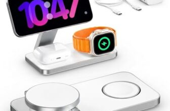Induktive ladestation Qi2.2 25W, 3 in 1 Apple Ladestation Kompatibel mit Magsafe Ladegerät iPhone Charging Station Für iPhone 18pro/18pro max/17/16/15/14/13/12, Apple Watch, AirPods, mit 35W Adapter
