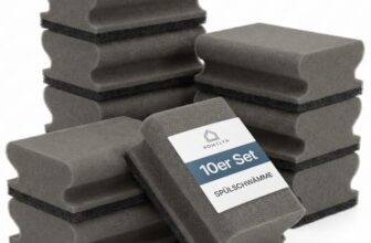 Spülschwamm 10er Pack, 9x7x4 cm I Putzschwamm Grau I Weiche Seite & Scheuerseite I Für Töpfe, Pfannen & Geschirr I Küchenschwamm I Reinigungsschwamm I Topfreiniger I Topfschwamm