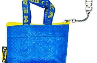 Ikea Knölig Frakta Mini Tasche Tüte Reißverschluß blau+Kette für Schlüsselbund