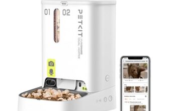 PETKIT Futterautomat Katze 2 Näpfe Mit Kamera, Futterautomat Katze,5L Katzen Futterautomaten,Automatischer Futterspender für Katze und Hund,KI Funktion,1-10 Mahlzeiten/Tag, 1-30 Portionen