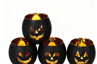Halloween Deko Windlicht Glas Teelichthalter 4er Set Kürbis Deko schwa