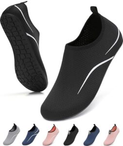 VOLHAL Badeschuhe Damen Herren Wasserschuhe Schwimmschuhe, Schwarz 43 EU