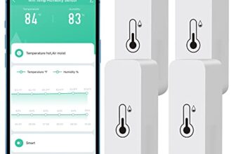 Comboss WiFi-Hygrometer Thermometer-Sensor, kabelloser Temperatur- und Feuchtigkeitssensor für den Innen- und Außenbereich mit Remote-App-Benachrichtigungsalarm, Arbeit mit der Tuya-App (4-Pack)