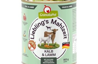 GranataPet Liebling’s Mahlzeit Kalb & Lamm, Nassfutter für Hunde, Hundefutter ohne Getreide & ohne Zuckerzusätze, Alleinfuttermittel, 6 x 800 g