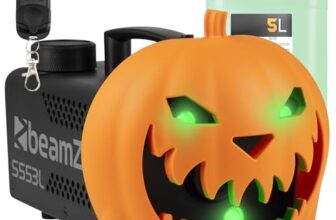 BeamZ S553L Nebelmaschine Halloween Deko mit LED Kürbis Kopf