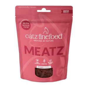 catz finefood Meatz Katzen Leckerlies Pferd N° 15 – knusprige Streifen aus 100 Prozent Pferdefleisch – Katzensnack für Allergiker ohne Zucker, getreidefrei (1 x 45 g)