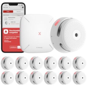 X-Sense Smart Rauchmelder mit SBS50-Basisstation, FS121, 12 Stück