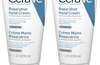 CeraVe Regenerierende Handcreme, Sanfte Creme bei empfindlicher Haut, Ohne Duftstoffe, Bei Neurodermitis oder Allergien, Mit Hyaluronsäure und essenziellen Ceramiden, 50 ml (Packung mit 2)