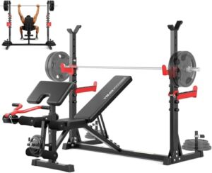 YOLEO Multifunktion Training Fitness Bank,3+6 Einstellbare Übungsbank Bizepstraining und Rückentrainer, Beinhalterung für Bauchtraining Mehrweg Sit up Bank, mit hochwertigem dickem Polster