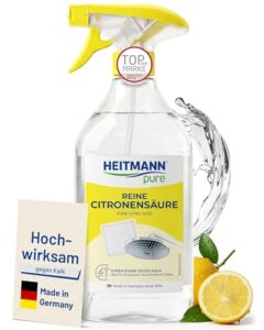 HEITMANN pure Reine Citronensäure 500ml | Effektiver Kalkentferner in Küche & Bad | reine Zitronensäure | Idealer Entkalker Kaffeevollautomat, Wasserkocher & Waschmaschine