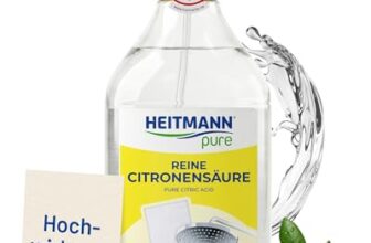 HEITMANN pure Reine Citronensäure 500ml | Effektiver Kalkentferner in Küche & Bad | reine Zitronensäure | Idealer Entkalker Kaffeevollautomat, Wasserkocher & Waschmaschine