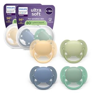 Philips Avent ultra soft Schnuller – kiefergerecht geformtes Design, für Babys von 6–18 Monaten, flexibles Saugerschild, symmetrischer Silikonsauger, BPA-frei, 4er-Pack, SCF091/53