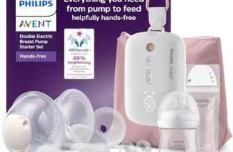 Philips AVENT Hands-Free-Milchpumpen-Starter-Set, Motor in Krankenhausqualität, spiegelt den Trinkrhythmus des Babys wider, bis zu 85 Pumpbewegungen pro Minute, Modell SCD553/11