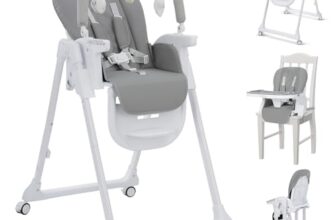 4-in-1 Baby Hochstuhl, höhenverstellbar, faltbar mit Spielbogen & Booster