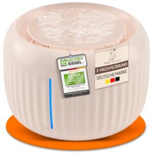 Pretty Paw Katzenbrunnen mit Leiser Pumpe, LED und Aktivkohlefilter, 2,5L