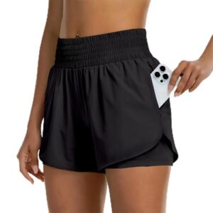 GEVECORI 2 in 1 Laufshorts Damen – Kurze Sporthose mit 2 Taschen