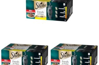 Sheba Fresh & Fine Multipack Portionsbeutel 3 Varietäten Huhn, Geflügel, Truthahn in Sauce 50x50g (Packung mit 3)