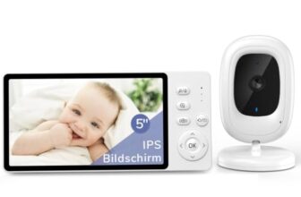 jeeber Ohne WLAN Babyphone mit Kamera, 1080P, 5-Zoll-IPS Baby Monitor, 360°