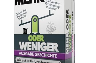 Mehr Oder Weniger Kartenspiel | Ausgabe Geschichte | Wie gut ist Ihr Urteilsvermögen? Spiel für Erwachsene, Famile & Kinder | 2+ Spieler | Familienspiel | Reisespiel