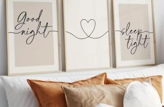 TROYSINC 3er Set Wandbilder Schlafzimmer Beige Good Night, Sleep Tight Boho Poster – Modernes Canvas Leinwandbild mit Herz Line Art – Romantische Wanddeko über dem Bett – Ohne Rahmen (A,30x40cm)