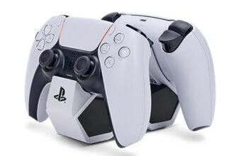 PowerA Doppelladestation für kabellosen DualSense-Controller (EU), DualSense Controller-Ladestation, Laden, Sony PlayStation, PS5, offiziell lizenziert