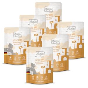 MjAMjAM – Premium Nassfutter für Katzen – Quetschie – saftiges Huhn an leckeren Möhrchen, 6er Pack (6 x 300 g), getreidefrei mit extra viel Fleisch