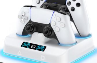 PS5 Controller Ladestation, 2 Studen Schnelle PS5 Ladestation mit 9 RGB Licht, PS 5 Controller Charger kompatibel mit DualSense & Edge Controllern, PS 5 Standfuß mit Ladekabel