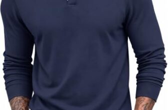 Runcati Herren Langarm Poloshirt mit Kontraststreifen Dunkelblau XXL