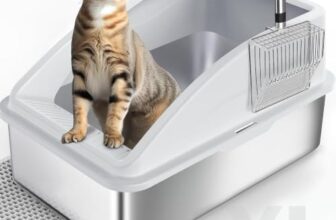 FURTIME Katzenklo Edelstahl XL, 58x37x28.5cm, Silber