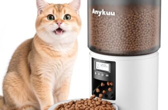 Anykuu Futterautomat Katze & Hund 4L Pet Feeder Cat mit Timer & Portionskontrolle 1-6 Mahlzeiten pro Tag Trockenfutterspender Hunde mit 10s Aufnahmefunktion für Kleine/Mittlere Haustiere