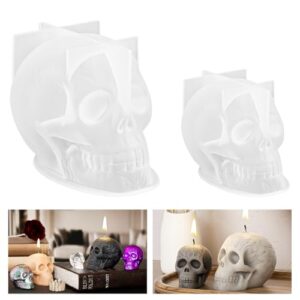 3D Groß Totenkopf Silikonform Kerze, Epoxidharz Formen Slikon Silikonform 3D Kerzenformen Skelett Silikonform Zum Gießen Halloween Schädel Gießformen Silikon Harz Formen für Handwerk Ornamente Fondant