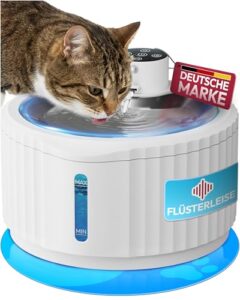 Miaura® Katzenbrunnen kabellos und super leise – Trinkbrunnen für Katze 2.8L Kapazität – Katzen Trinkbrunnen mit Bewegungsmelder – Katzentrinkbrunnen mit exzellenter Akkulaufzeit – Cat Fountain