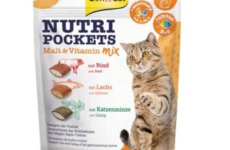 GimCat Nutri Pockets Malt & Vitamin Mix – Knuspriger Katzensnack mit cremiger Füllung und funktionalen Inhaltsstoffen – 1 Beutel (1 x 150 g)