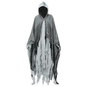halloween kostüm damen herren gruselig helloween sensenmann umhang paare erwachsene horror geist halloweenkostüm partnerlook ausgefallene grim reaper partnerkostüm mit kapuze geisterkostüm coole,Grau