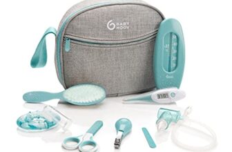 Babymoov Babypflege-Set Aqua – 9-teilig, ideal für die Baby Erstausstattung mit digitalem Fieberthermometer und Nasensauger