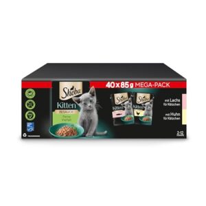 Sheba Katzen Nassfutter für Kitten im Portionsbeutel Feine Vielfalt mit Lachs (MSC) und Huhn in Sauce Multipack 40x85g