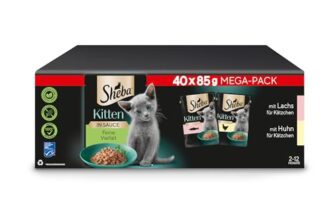 Sheba Katzen Nassfutter für Kitten im Portionsbeutel Feine Vielfalt mit Lachs (MSC) und Huhn in Sauce Multipack 40x85g