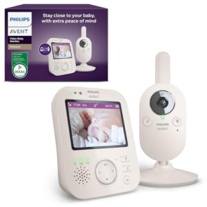 Philips AVENT Philips Babyphone mit Kamera Premium – DEKRA Zertifiziert privat und sicher – 3.5″ Display, x4 Zoom, Nachtsicht, Schlafliedern und Thermometer (SCD891/26)