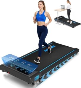 FOUSAE Walking Pad Laufband für Zuhause, 4-IN 1 Laufband Schreibtisch mit 9% Steigung, 2.5HP Walking Machine mit LED-Anzeige, Fernbedienung, 12 HIIT, Bis 150kg Belastbar, Keine Montage Erforderlich