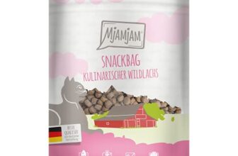 MjAMjAM – Premium Katzensnack – Snackbag – kulinarischer Wildlachs, 1er Pack (1 x 125 g), naturbelassen ganz ohne synthetische Konservierungsstoffe